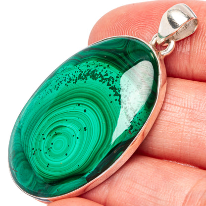 Malachite Pendant 1 7/8" (925 Sterling Silver) P43084