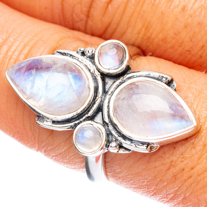 Premium Rainbow Moonstone 925 Sterling Silver Ring Size 7.75 Ana Co R3645