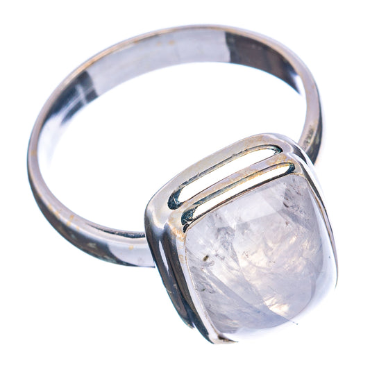 925 sterling silver ring with oval moonstone centerpiece and open side setting, size 8