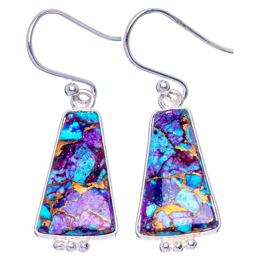 Purple Copper Composite Turquoise Earrings 1 3/8" (925 Sterling Silver) E1818