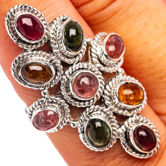 Signature Multi Color Tourmaline Ring Size 7.75 (.925 Sterling Silver)