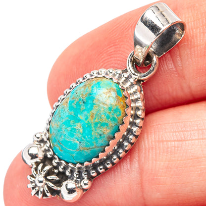 Mohave Turquoise Native Style Pendant 1 3/8" (.925 Sterling Silver)