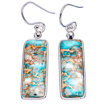 Blue Imperial Jasper Earrings 1 5/8" (.925 Sterling Silver)