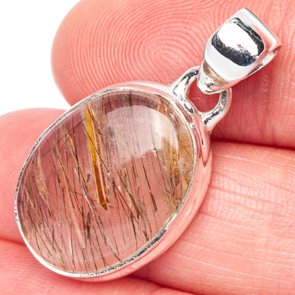 Golden Rutilated Quartz Pendant 1 1/4" (925 Sterling Silver) P40941