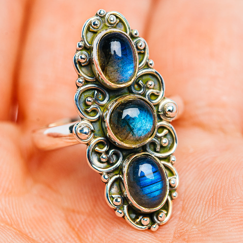 Labradorite Boho Ring Size 7.25 (.925 Sterling Silver)