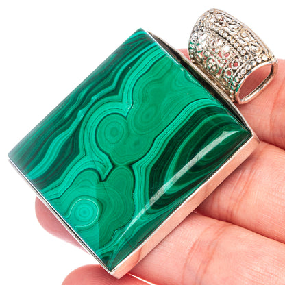 Large Malachite 2" Pendant (925 Sterling Silver) P40017