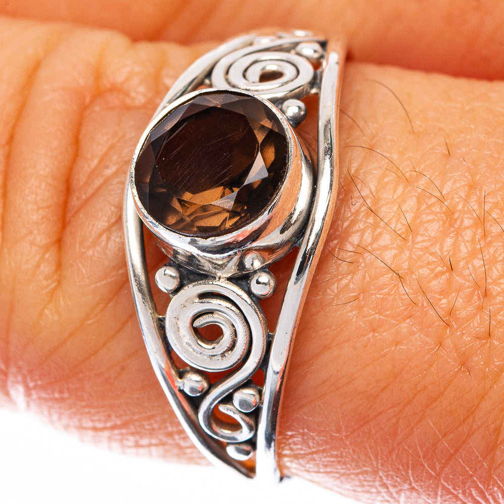Smoky Quartz Dainty Ring Size 8.75 (925 Sterling Silver) R145031