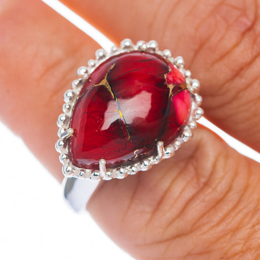 Exclusive Red Dahlia Mohave Turquoise Ring Size 7 (.925 Sterling Silver)