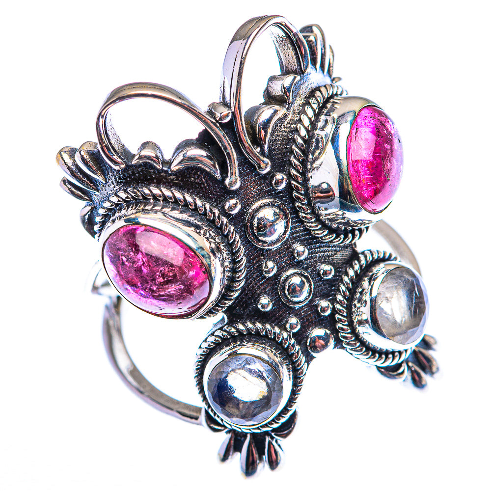 Large Pink Tourmaline, White Quartz Ring Size 9 (925 Sterling Silver) RING140254