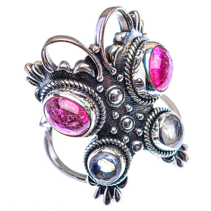 Large Pink Tourmaline, White Quartz Ring Size 9 (925 Sterling Silver) RING140254