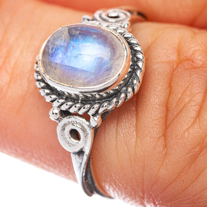 Rainbow Moonstone Dainty Ring Size 6 (925 Sterling Silver) R145195