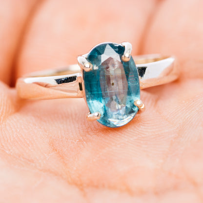 Faceted Paraiba Kyanite Ring Size 7.75 (.925 Sterling Silver)