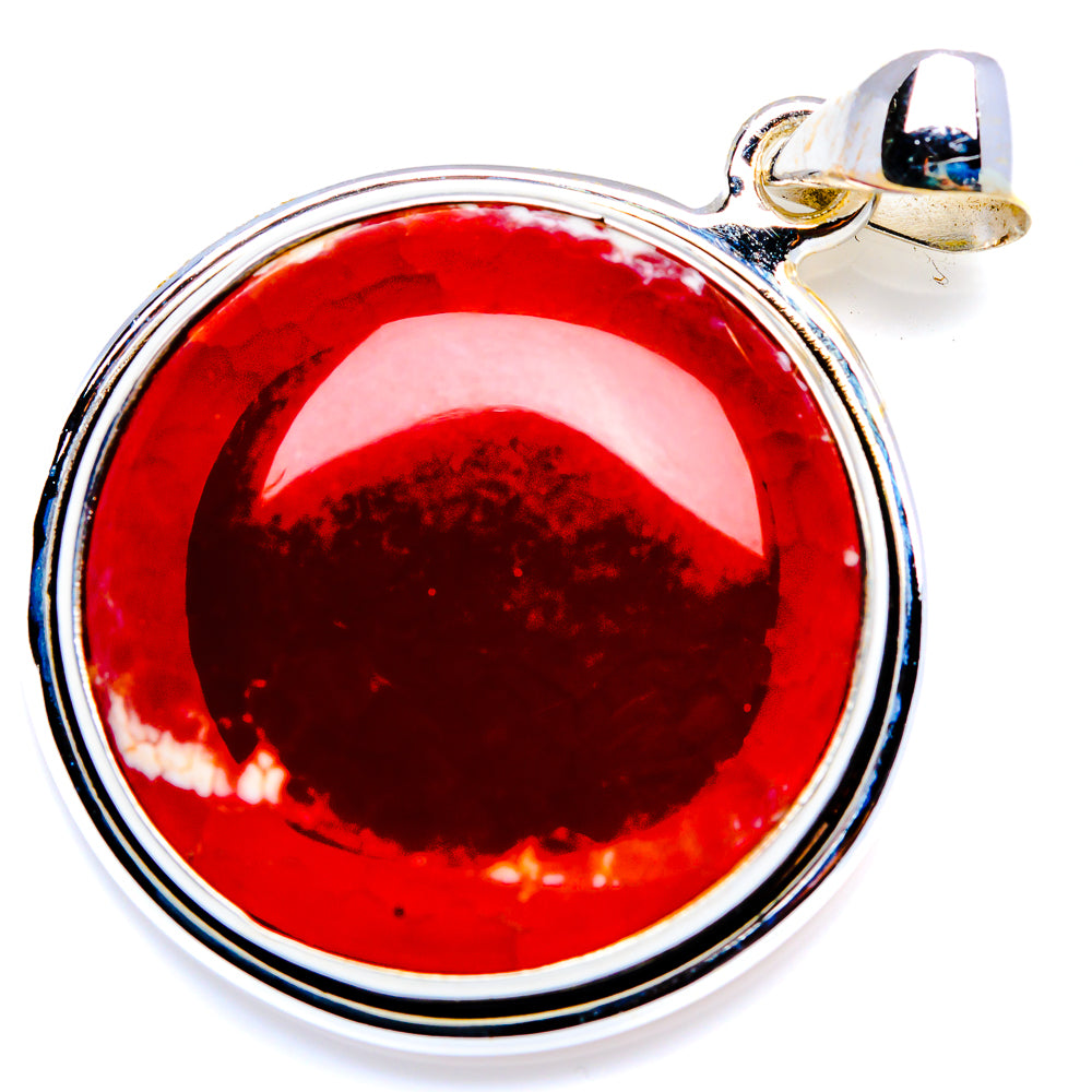 Fire Crab Agate Pendant 1 1/2" (925 Sterling Silver) PD38246