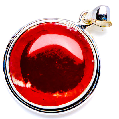 Fire Crab Agate Pendant 1 1/2" (925 Sterling Silver) PD38246