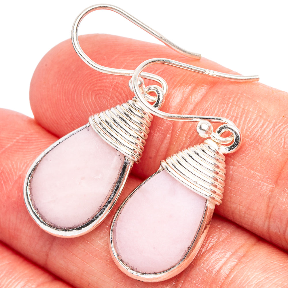 Pink Opal Earrings 1 3/8" (925 Sterling Silver) E2352