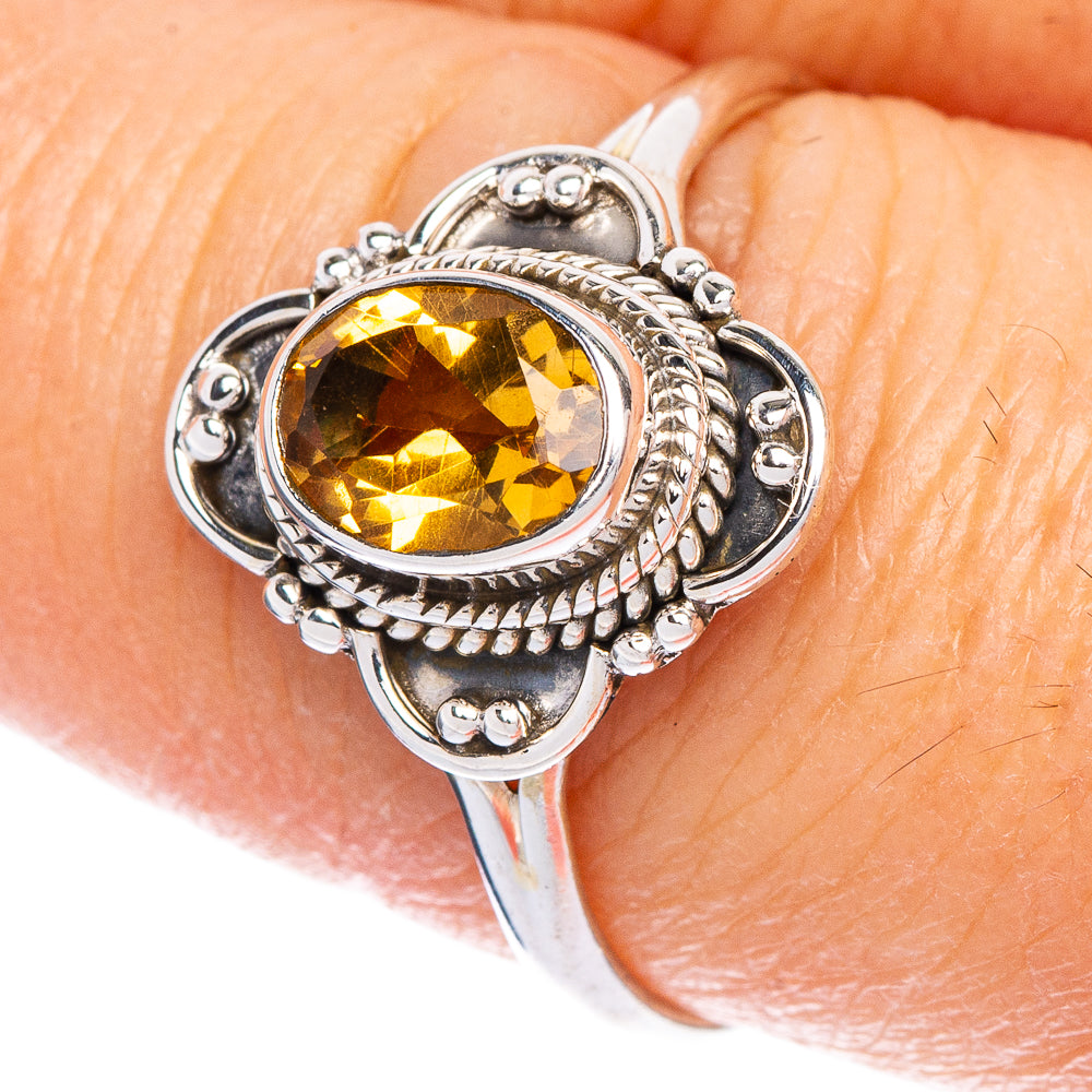 Faceted Citrine Dainty Ring Size 9 (925 Sterling Silver) R147133