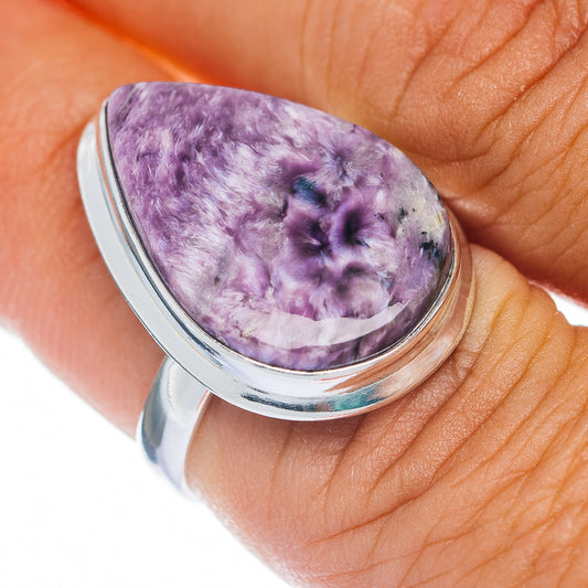 Premium Charoite Ring Size 7 (.925 Sterling Silver)