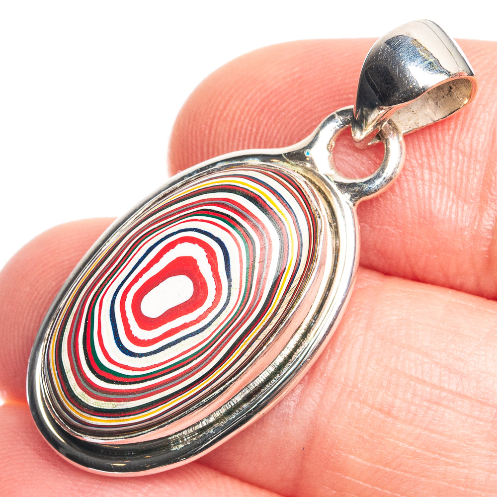 Fordite 925 Sterling Silver Pendant 1 3/8"