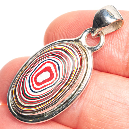 Fordite 925 Sterling Silver Pendant 1 3/8"