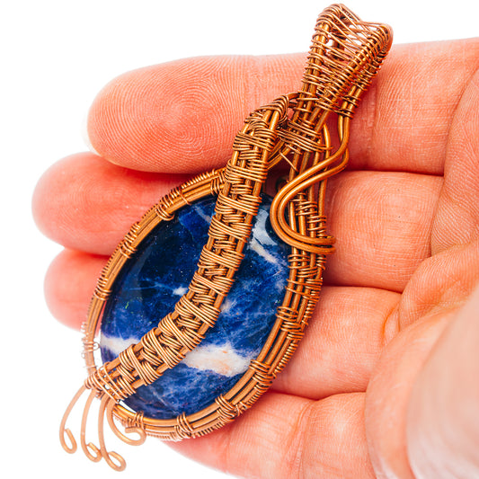 Sodalite Wire Wrap Pendant 3" (Copper)