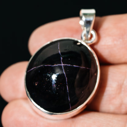 Premium Large Star Garnet Pendant 1 5/8" (.925 Sterling Silver)