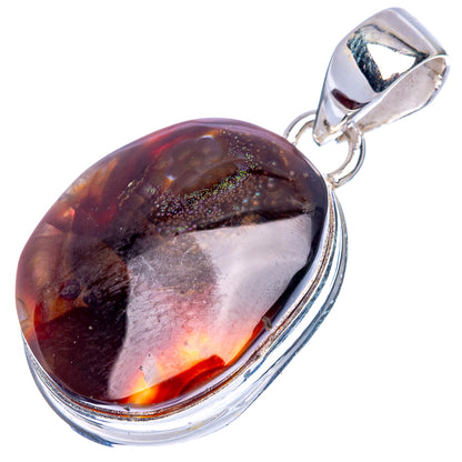 Rare Mexican Fire Agate Pendant 1 3/8" (925 Sterling Silver) P41693