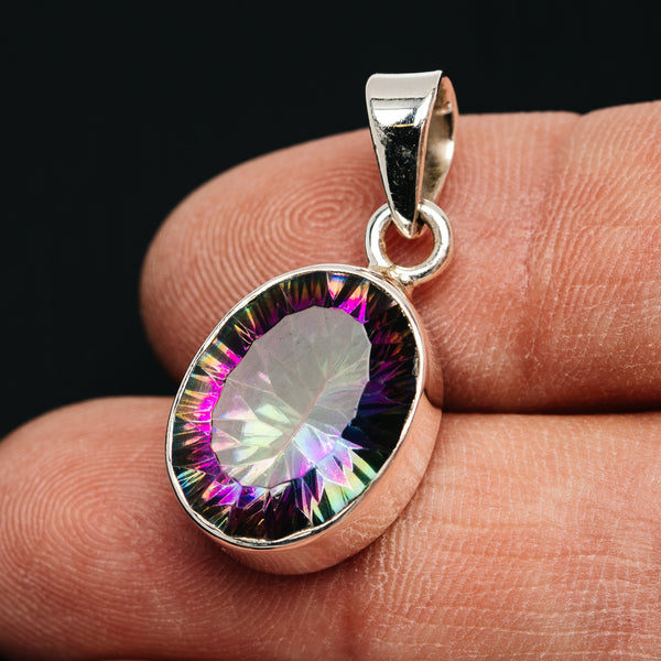 Premium 14ct Mystic Topaz Pendant 1 1/8" (.925 Sterling Silver)