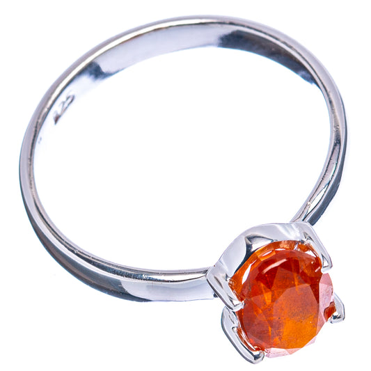 Orange kyanite ring with cushion-cut faceted gemstone and prong 925 sterling silver band