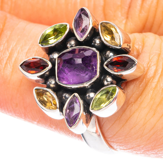 Amethyst, Garnet, Peridot, Citrine 925 Sterling Silver Ring Size 7.25 (925 Sterling Silver) R6166