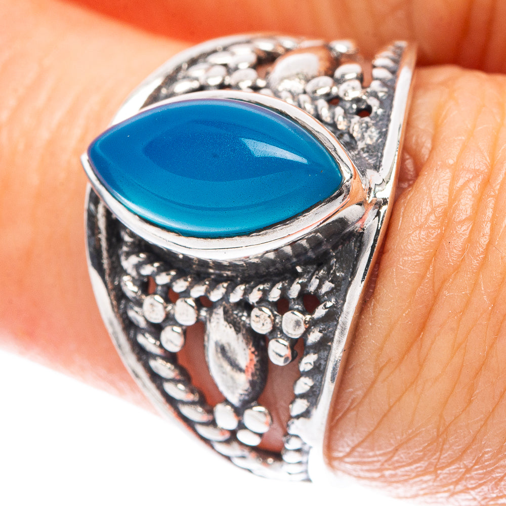 Aqua Chalcedony Dainty Ring Size 6.75 (925 Sterling Silver) R5958