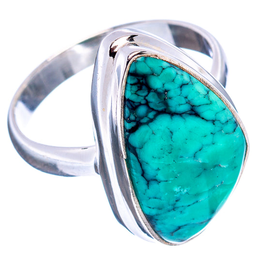 Turquoise variscite gemstone ring in polished sterling silver, oval open bezel