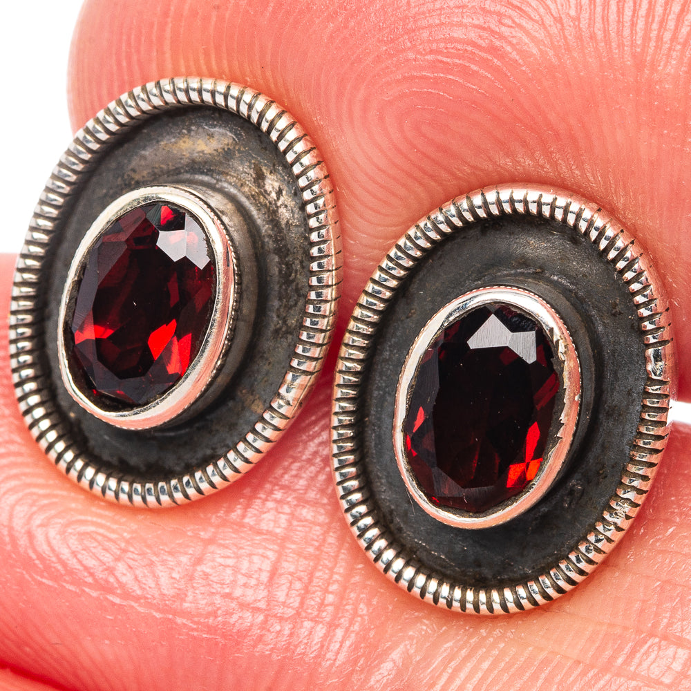Garnet Dainty Earrings 1/2" (925 Sterling Silver) E2008