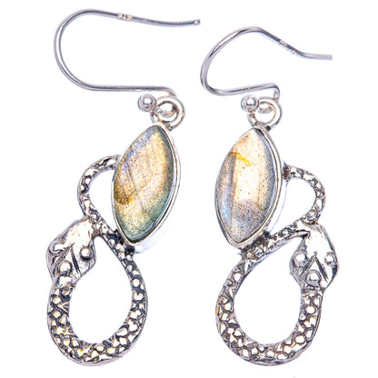 Labradorite Snake Earrings 1 5/8" (925 Sterling Silver) E1307