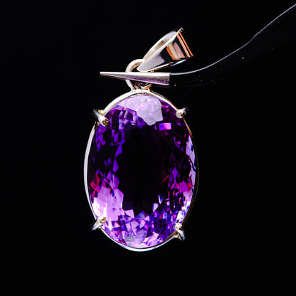 20.31ct Faceted Brazilian Amethyst Pendant 1 1/2" (.925 Sterling Silver)