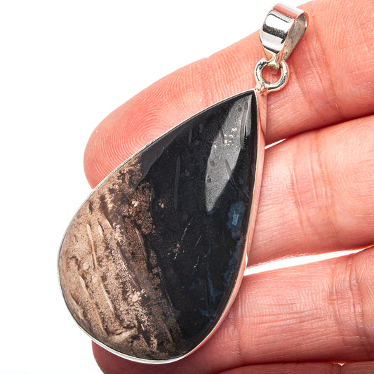Palm Root Agate Pendant 2 1/4" (.925 Sterling Silver)
