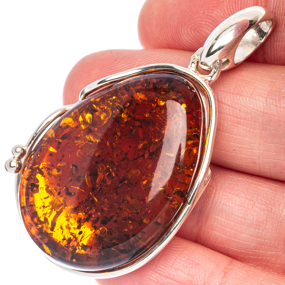 Ana Silver Co Baltic Amber Pendant 2" (925 Sterlnig Silver)
