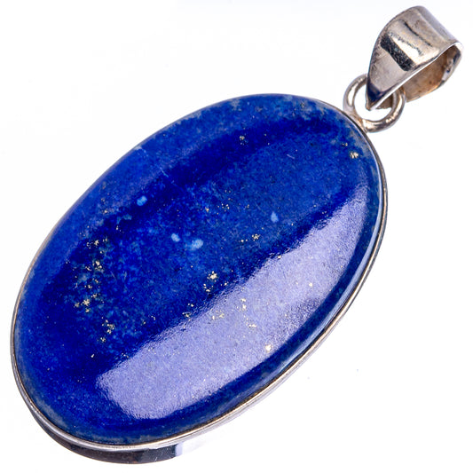 Lapis lazuli oval pendant in .925 sterling silver with top loop bail