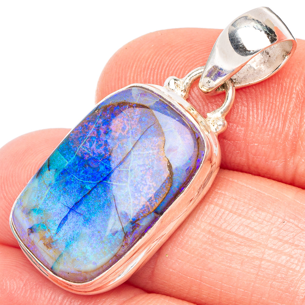 Rare Sterling Opal Pendant 1 3/8" (925 Sterling Silver) P43852