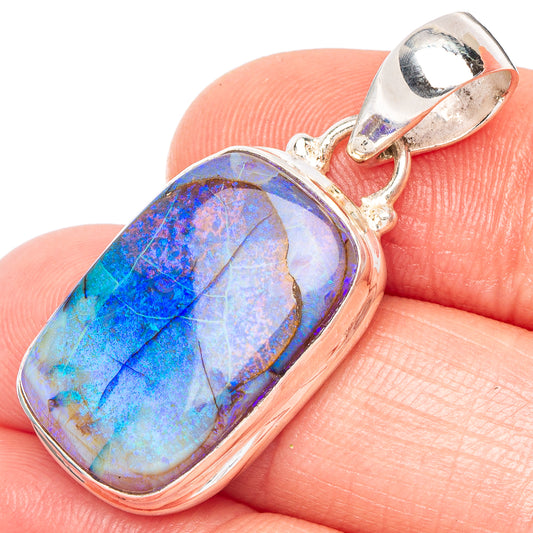 Rare Sterling Opal Pendant 1 3/8" (925 Sterling Silver) P43852