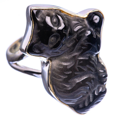 Black Onyx Cat Ring Size 6 (925 Sterling Silver) R142937