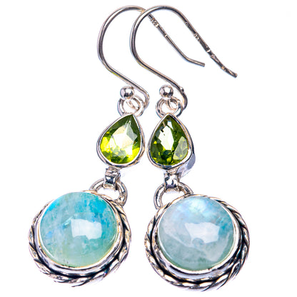 Green Moonstone, Peridot Earrings 1 5/8" (925 Sterling Silver) E432551