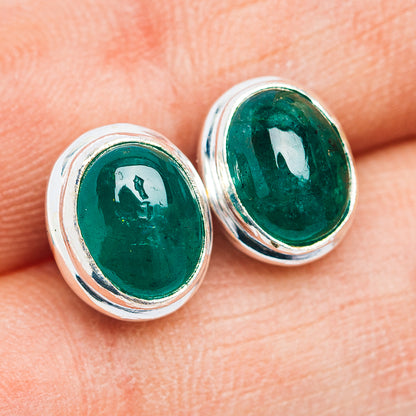 Premium Zambian Emerald Earrings 3/8" (.925 Sterling Silver)