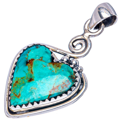 Rare Arizona Turquoise Heart Pendant 1 3/8" (925 Sterling Silver) P42234