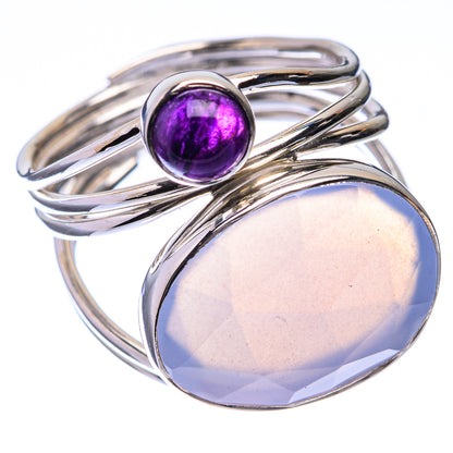 Premium Rainbow Moonstone, Amethyst Ring Size 7 (925 Sterling Silver) R141868