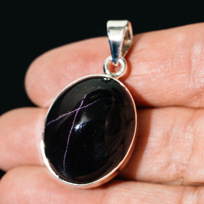 Premium Star Garnet Pendant 1 1/2" (.925 Sterling Silver)