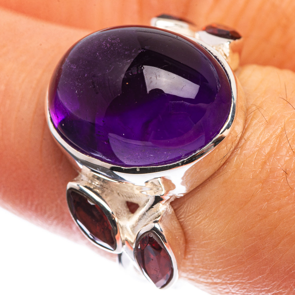 Amethyst, Garnet 925 Sterling Silver Ring Size 7