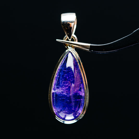 Sterling silver tanzanite pendant with teardrop blue-violet gemstone