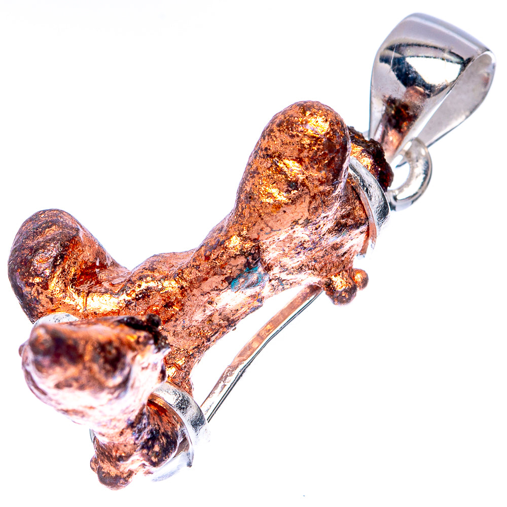 Raw Copper Nugget Pendant 1 1/4" (925 Sterling Silver) P41535