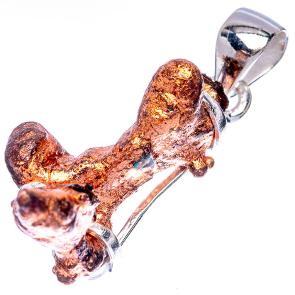 Raw Copper Nugget Pendant 1 1/4" (925 Sterling Silver) P41535