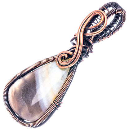 Banded Agate Wire Wrap Pendant 2 1/4" (Oxidized Copper)